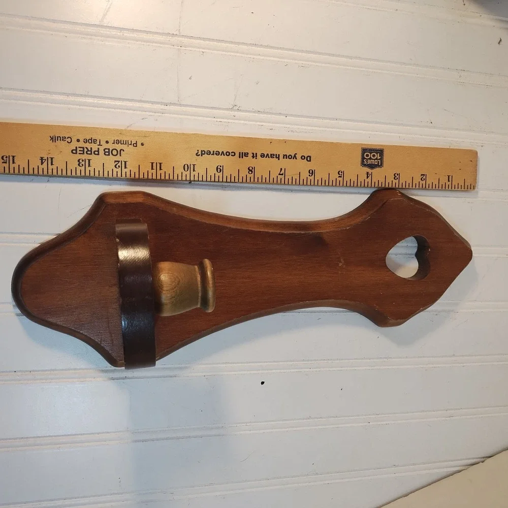 Pair Vintage Wood Heart Cutout Wall Sconces Candle Holders Farmhouse Cottage 15